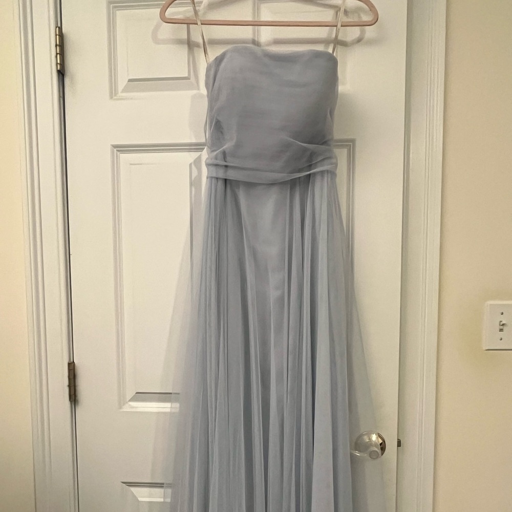 Jenny Yoo Light Gray Maxi Chiffon Gown